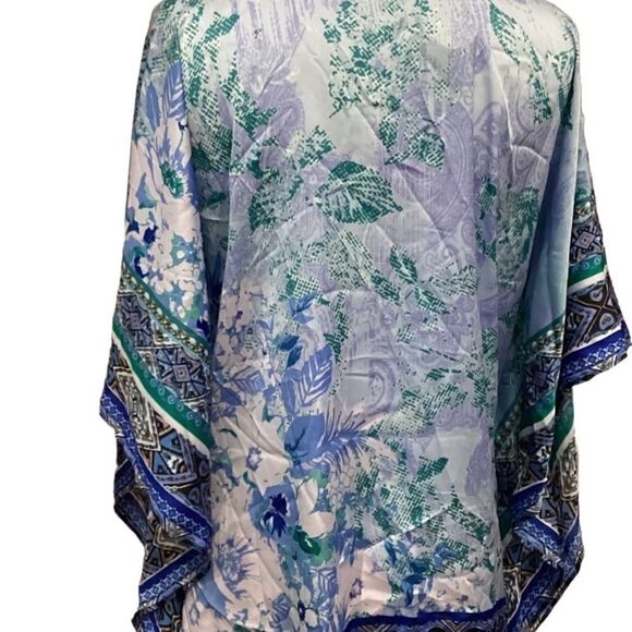 Susan Graver Printed Charmeuse Scarf Top small - Picture 3 of 13